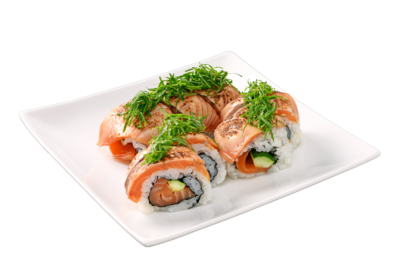 肉厚炙り漬けサーモン巻